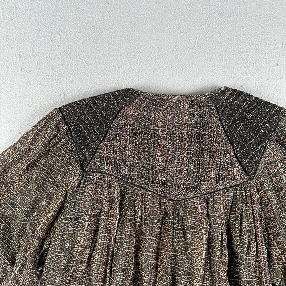 Isabel‎ Marant Blouse 42 Sheer Peasant Boho Wita Smocked Silk Top Prairie - Picture 14 of 16